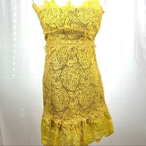 NET FOXIEDOX yellow lace dress